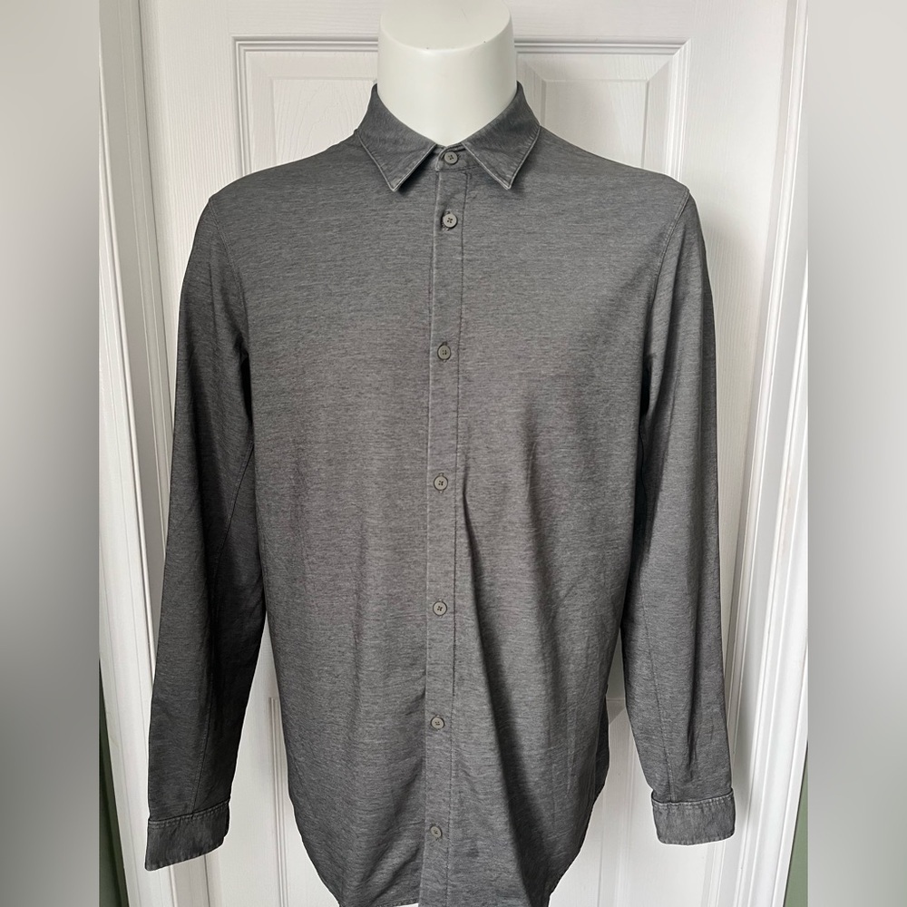 Lululemon Commission Long-Sleeve Shirt Slim Fit Enzyme Dye Grey Size Large EUC - Picture 5 of 10